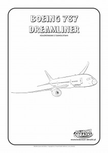 Kolorowanki dla dzieci - Pojazdy / Boeing 787 Dreamliner. Kolorowanka z Boeingiem 787 Dreamliner