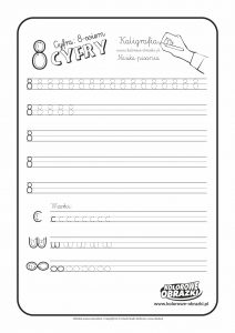 Kaligrafia dla dzieci - Ćwiczenia kaligraficzne / Cyfra 8. Nauka pisania cyfry 8