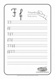 Kaligrafia dla dzieci - Ćwiczenia kaligraficzne / Litera F. Nauka pisania litery F