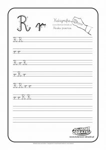 Kaligrafia dla dzieci - Ćwiczenia kaligraficzne / Litera R. Nauka pisania litery R